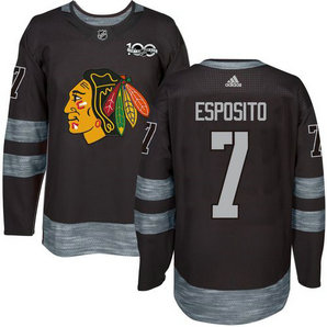 Men's Chicago Blackhawks #7 Tony Esposito Black 1917-2017 100th Anniversary Adidas Stitched NHL Jersey