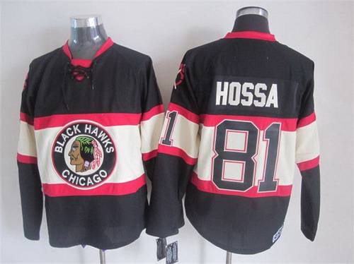 Men's Chicago Blackhawks #81 Marian Hossa Black Third CCM Vintage Throwback Jersey Men's Chicago Blackhawks #81 Marian Hossa Black Third CCM Vintage Throwback Jersey