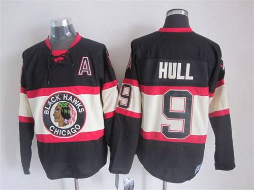 Men's Chicago Blackhawks #9 Bobby Hull Black Third CCM Vintage Throwback Jersey Men's Chicago Blackhawks #9 Bobby Hull Black Third CCM Vintage Throwback Jersey