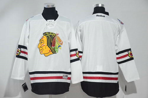 Men's Chicago Blackhawks Blank 2017 Winter Classic White Stitched NHL Hockey Jersey