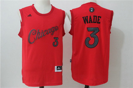 Men's Chicago Bulls #3 Dwyane Wade Adidas Red 2016 Christmas Day Stitched NBA Swingman Jersey