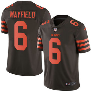 Men's Cleveland Browns #6 Baker Mayfield Brown Stitched Nike NFL Limited Rush Jersey
