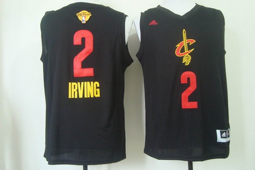 Men's Cleveland Cavaliers #2 Kyrie Irving 2016 The NBA Finals Patch Black With Red Fashion Jersey
