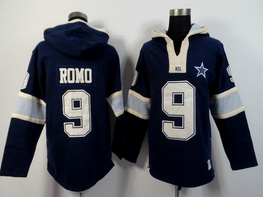 Men's Dallas Cowboys #9 Tony Romo Navy Blue Team Color 2015 NFL Hoodie