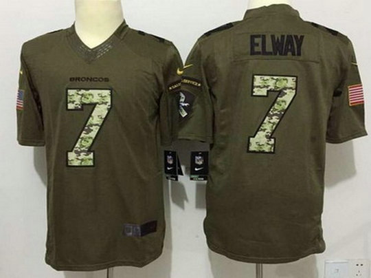 Men's Denver Broncos #7 John Elway Retired Player Green Salute to Service 2015 NFL Nike Limited Jersey Men's Denver Broncos #7 John Elway Retired Player Green Salute to Service 2015 NFL Nike Limited Jersey