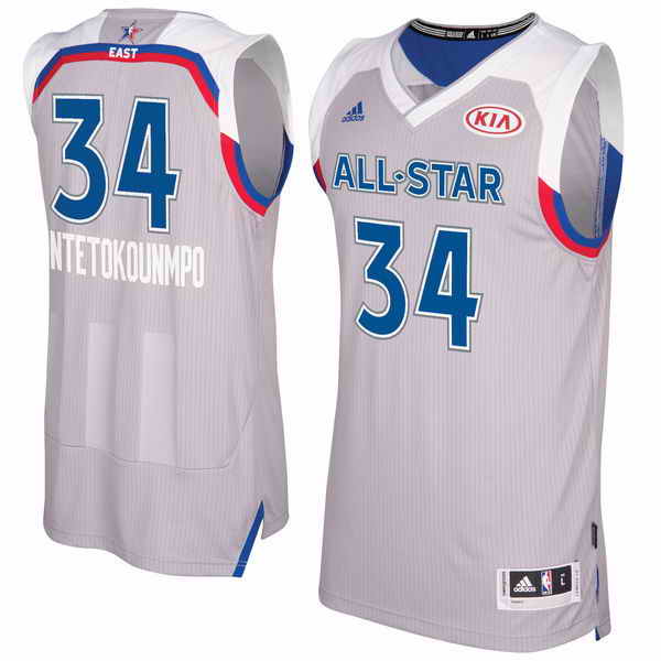 Men's Eastern Conference #34 Giannis Antetokounmpo Adidas Gray 2017 NBA All-Star Game Swingman Jersey