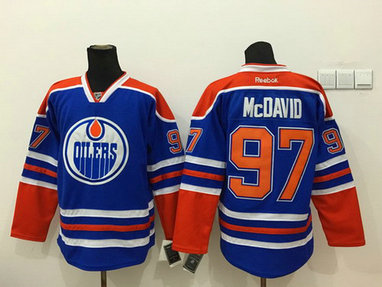 Men's Edmonton Oilers #97 Connor McDavid Royal Blue Jersey Men's Edmonton Oilers #97 Connor McDavid Royal Blue Jersey