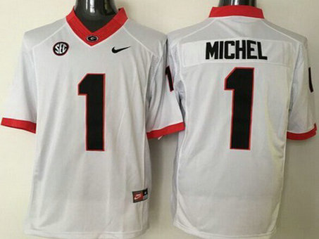 Men's Georgia Bulldogs #1 Sony Michel White 2015 College Football Nike Limited Jersey Men's Georgia Bulldogs #1 Sony Michel White 2015 College Football Nike Limited Jersey