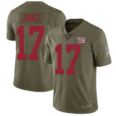 Men's Giants #17 Daniel Jones Olive Stitched Football Limited 2017 Salute To Service Jersey