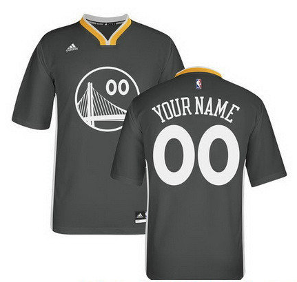 Men's Golden State Warriors Black Short-Sleeve Custom adidas Swingman Alternate Basketball Jersey
