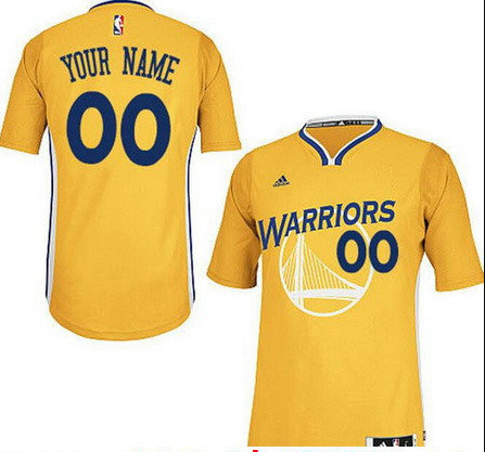 Men's Golden State Warriors Gold Short-Sleeve Custom adidas Swingman Alternate Basketball Jersey