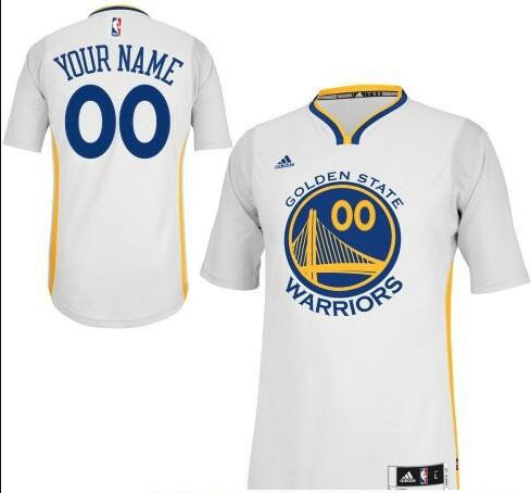Men's Golden State Warriors White Short-Sleeve Custom adidas Swingman Home Basketball Jersey