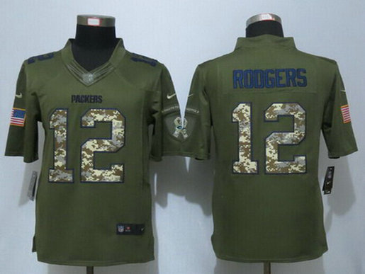 Men's Green Bay Packers #12 Aaron Rodgers Green Salute to Service 2015 NFL Nike Limited Jersey Men's Green Bay Packers #12 Aaron Rodgers Green Salute to Service 2015 NFL Nike Limited Jersey