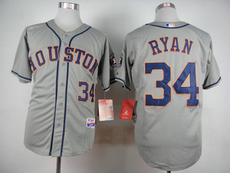 Men's Houston Astros #34 Nolan Ryan Gray Cool Base Jersey