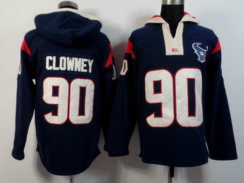 Men's Houston Texans #90 Jadeveon Clowney Navy Blue Team Color 2015 NFL Hoodie
