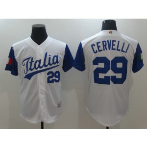 Men's Italy Baseball 29 Francisco Cervelli White 2017 World Baseball Classic Jersey