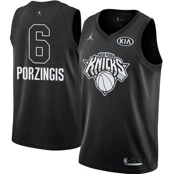 Men's Knicks #6 Kristaps Porzingis Black NBA Jordan Swingman 2018 All-Star Game Jersey