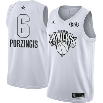 Men's Knicks #6 Kristaps Porzingis White NBA Jordan Swingman 2018 All-Star Game Jersey