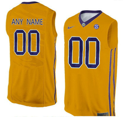Men's LSU Tigers Custom College Basketball Nike Elite Jersey - Gold