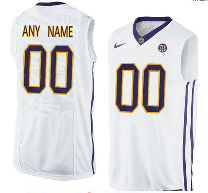 Men's LSU Tigers Custom College Basketball Nike Elite Jersey - White