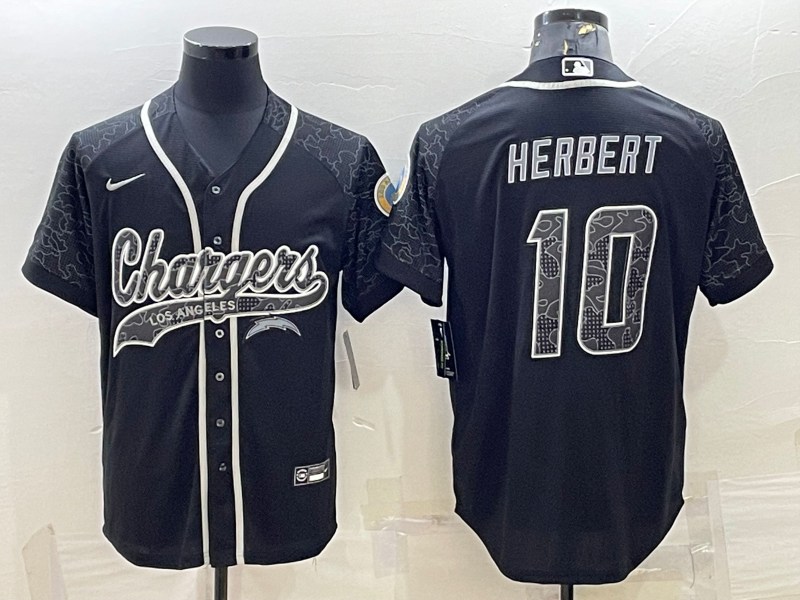 Men's Los Angeles Chargers #10 Justin Herbert Black Reflective Limited Stitched Football Jersey Men's Los Angeles Chargers #10 Justin Herbert Black Reflective Limited Stitched Football Jersey