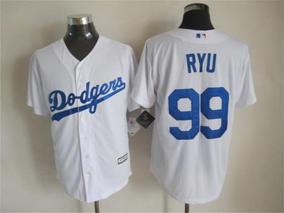 Men's Los Angeles Dodgers #99 Hyun-Jin Ryu Home White MLB Cool Base Jersey Men's Los Angeles Dodgers #99 Hyun-Jin Ryu Home White MLB Cool Base Jersey