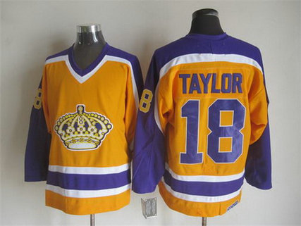 Men's Los Angeles Kings #18 Dave Taylor 1980-81 Yellow CCM Vintage Throwback Jersey