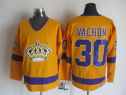 Men's Los Angeles Kings #30 Rogie Vachon 1970-71 Yellow CCM Vintage Throwback Jersey Men's Los Angeles Kings #30 Rogie Vachon 1970-71 Yellow CCM Vintage Throwback Jersey