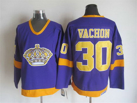 Men's Los Angeles Kings #30 Rogie Vachon 1977-78 Purple CCM Vintage Throwback Jersey Men's Los Angeles Kings #30 Rogie Vachon 1977-78 Purple CCM Vintage Throwback Jersey
