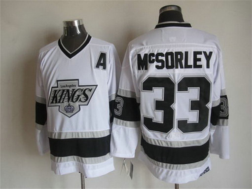 Men's Los Angeles Kings #33 Marty McSorley 1992-93 White CCM Vintage Throwback Jersey Men's Los Angeles Kings #33 Marty McSorley 1992-93 White CCM Vintage Throwback Jersey