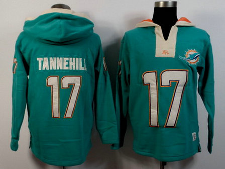 Men's Miami Dolphins #17 Ryan Tannehill Aqua Green Team Color 2015 NFL Hoodie