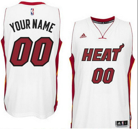 Men's Miami Heat White Custom Swingman adidas Swingman Home Basketball Jersey