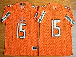 Men's Miami Hurricanes #15 Brad Kaaya Orange 2015 College Football adidas Jersey