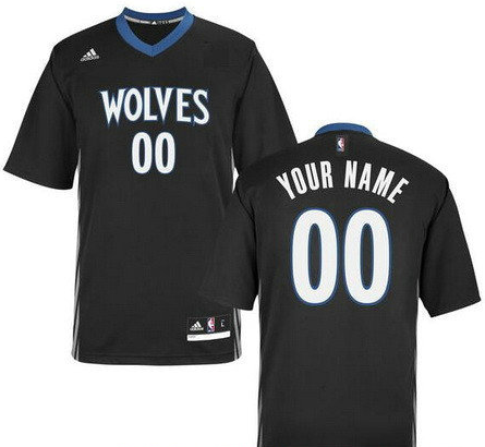 Men's Minnesota Timberwolves Black Short-Sleeve Custom adidas Swingman Alternate Basketball Jersey