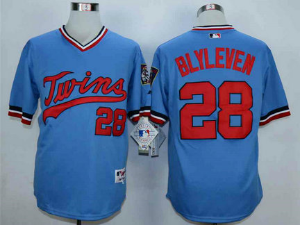 Men's Minnesota Twins #28 Bert Blyleven Blue Cooperstown Jersey Men's Minnesota Twins #28 Bert Blyleven Blue Cooperstown Jersey