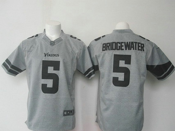 Men's Minnesota Vikings #5 Teddy Bridgewater Nike Gray Gridiron 2015 NFL Gray Limited Jersey Men's Minnesota Vikings #5 Teddy Bridgewater Nike Gray Gridiron 2015 NFL Gray Limited Jersey
