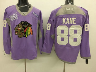 Men's NHL Blackhawks 88 Patrick Kane Purple Hockey Fights Cancer Reebok Jersey