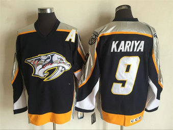 Men's Nashville Predators #9 Paul Kariya Navy Blue 1998-99 Throwback CCM Vintage Hockey Stitched NHL Jersey