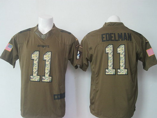 Men's New England Patriots #11 Julian Edelman Green Salute to Service 2015 NFL Nike Limited Jersey