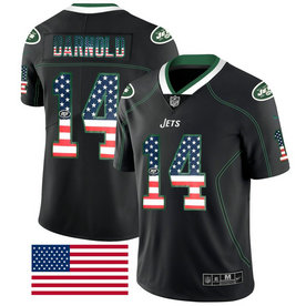 Men's New York Jets #14 Sam Darnold Black USA Flag Fashion Limited Jersey