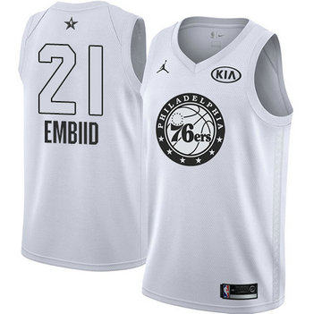 Men's Nike 76ers #21 Joel Embiid White NBA Jordan Swingman 2018 All-Star Game Jersey