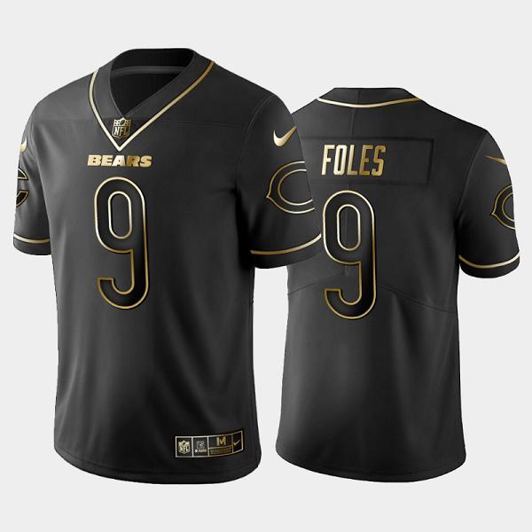 Men's Nike Chicago Bears #9 Nick Foles Golden Edition Black Jersey