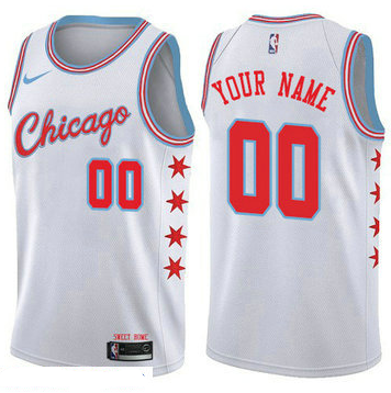 Men's Nike Chicago Bulls Customized Authentic White NBA City Edition Jersey
