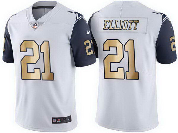 Men's Nike Cowboys 21 Ezekiel Elliott White Gold Lettering Limited Jersey Men's Nike Cowboys 21 Ezekiel Elliott White Gold Lettering Limited Jersey