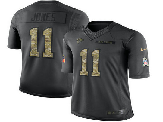 Men's Nike Falcons 11 Julio Jones Anthracite Salute To Service Black Limited Jersey