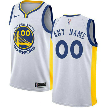 Men's Nike Golden State Warriors Customized Swingman White Home NBA Association Edition Jersey