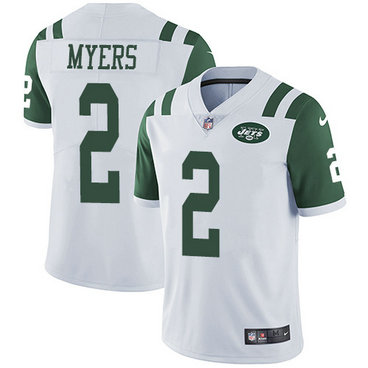 Men's Nike Jets #2 Jason Myers White Stitched NFL Vapor Untouchable Limited Jersey
