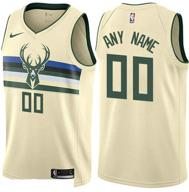 Men's Nike Milwaukee Bucks Customized Authentic Cream NBA City Edition Jersey