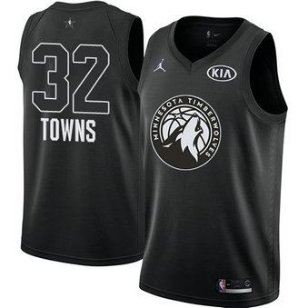 Men's Nike Timberwolves #32 Karl-Anthony Towns Black NBA Jordan Swingman 2018 All-Star Game Jersey