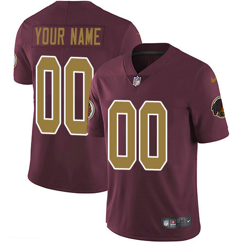 Men's Nike Washington Redskins Customized Gold Number Alternate 80TH Anniversary Vapor Untouchable Custom Limited NFL Jersey Burgundy Red
